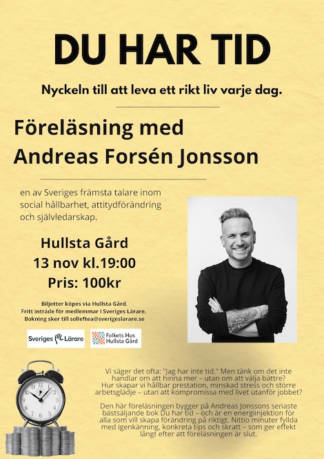 DU HAR TID - Föreläsning med Andreas Jonsson poster