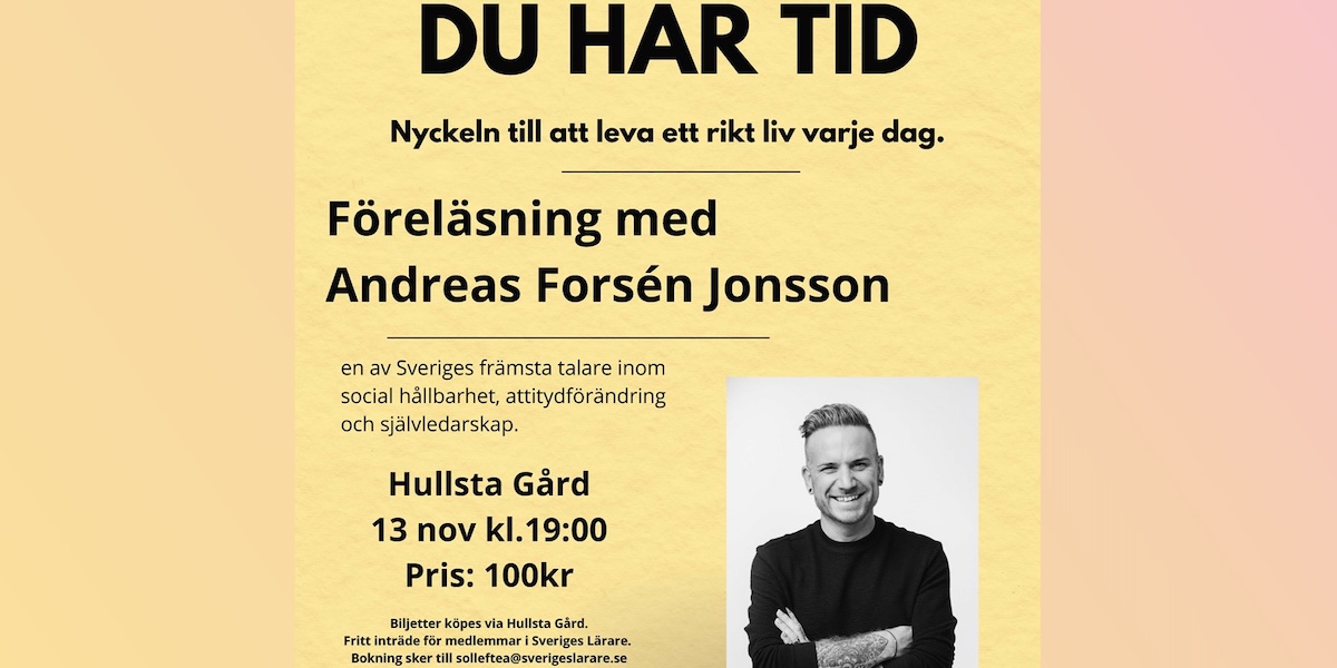 DU HAR TID - Föreläsning med Andreas Jonsson Bild